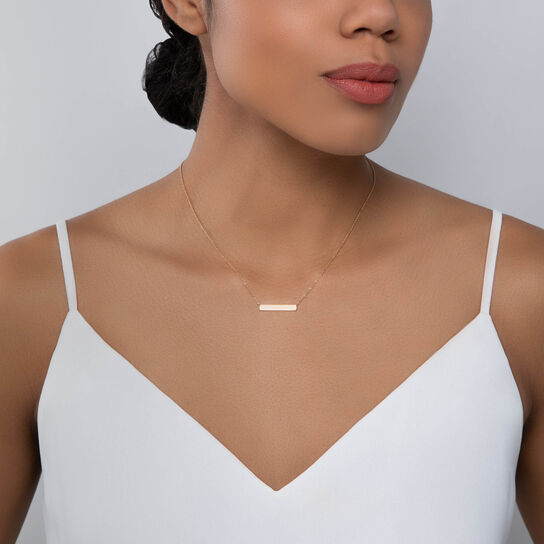 Birks Essentials Horizontal Bar Necklace on model image number 1