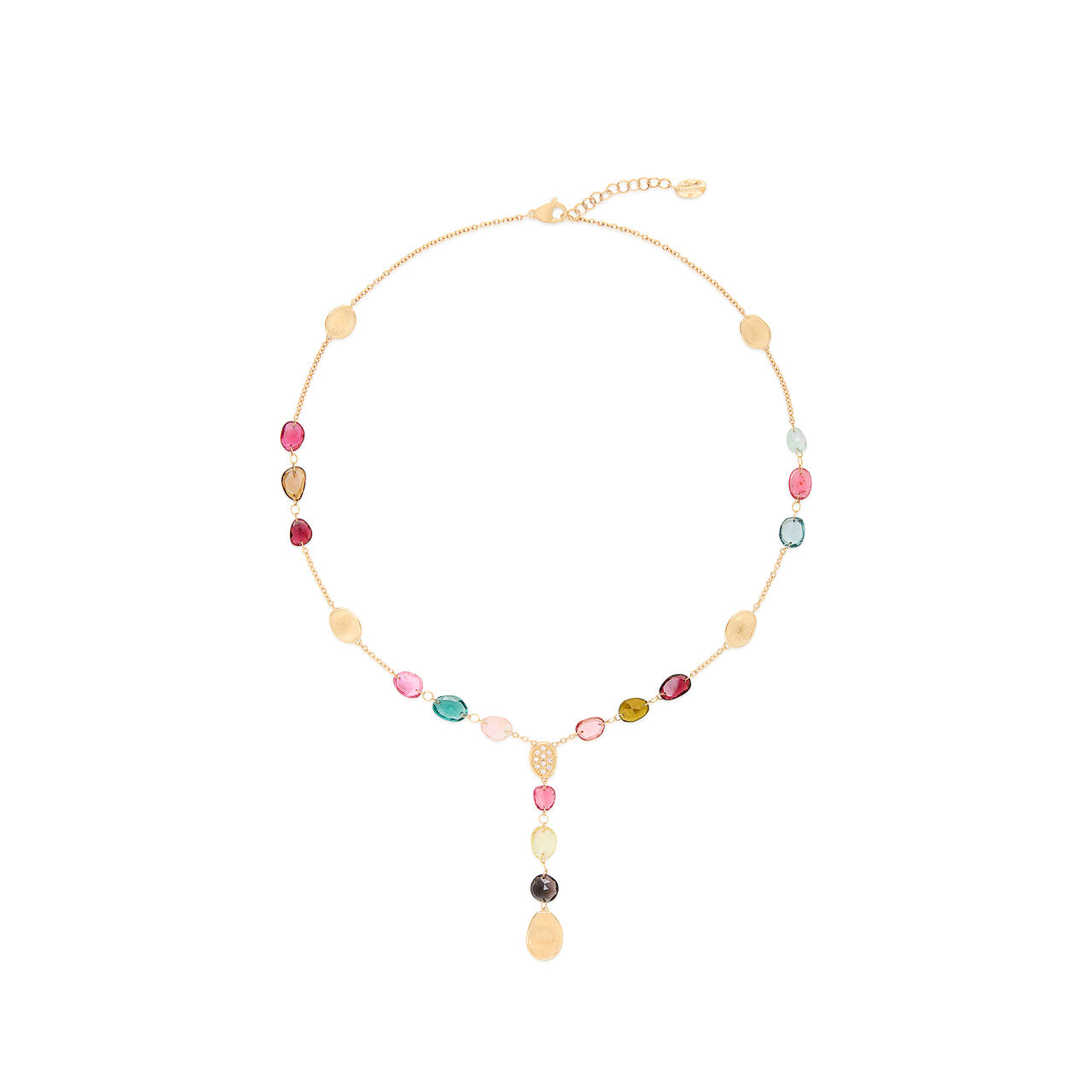 Lunaria Colour Yellow Gold, Diamond and Tourmaline Lariat Necklace image number 0