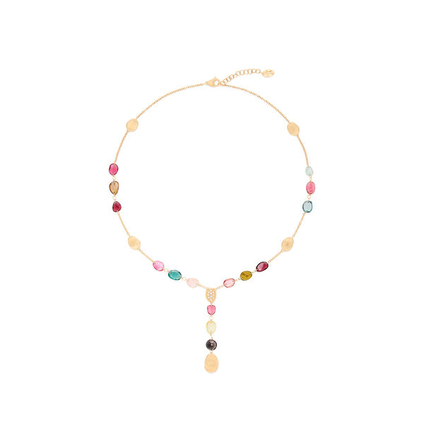 Collier lasso Lunaria en or jaune avec diamants et Tourmalines