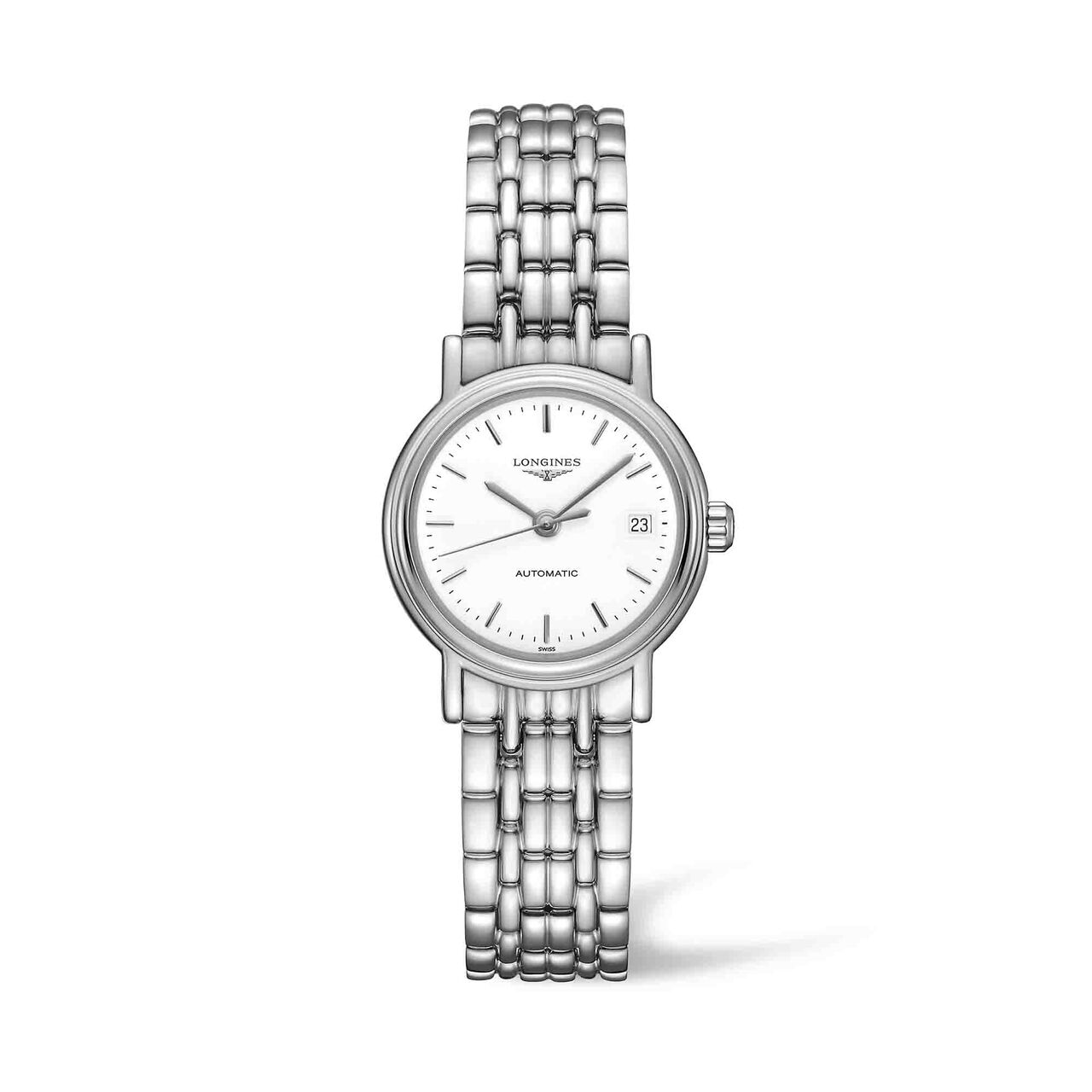 maison birks longines presence 25 5mm automatic stainless steel mat white dial l43214126 image number 0