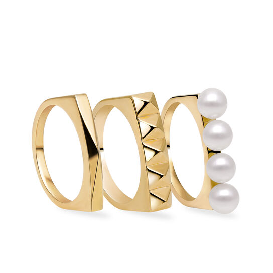 Birks Rock & Pearl bagues empilables en or jaune avec perles image number 2