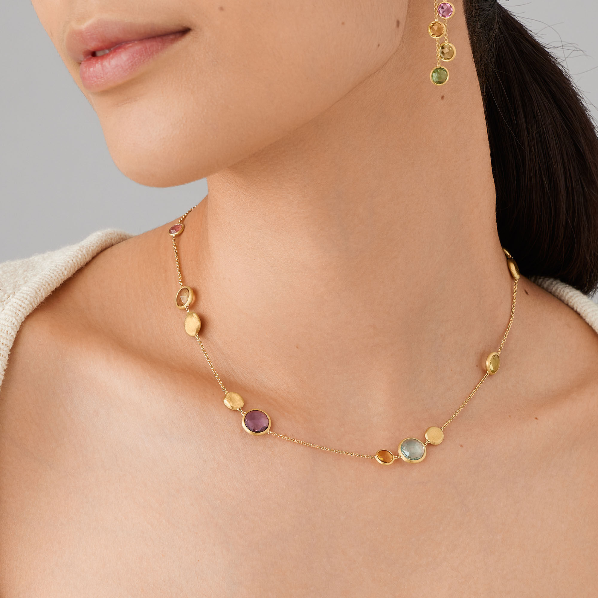 Jaipur Colour Yellow Gold and Semi-Precious Gemstone Necklace