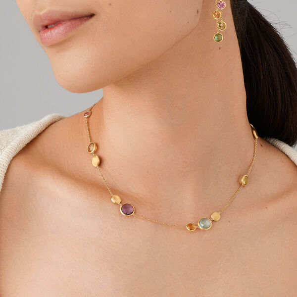 Jaipur Colour Yellow Gold and Semi-Precious Gemstone Necklace
