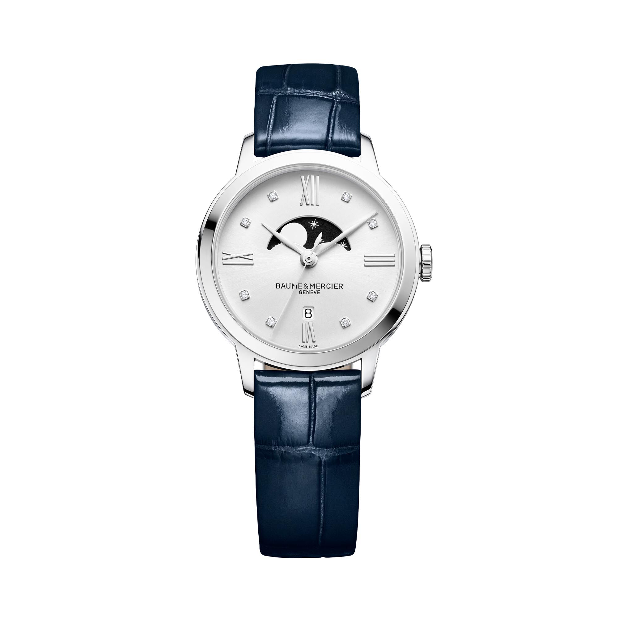 Baume Mercier Watch Classima Moonphase Steel and Diamond