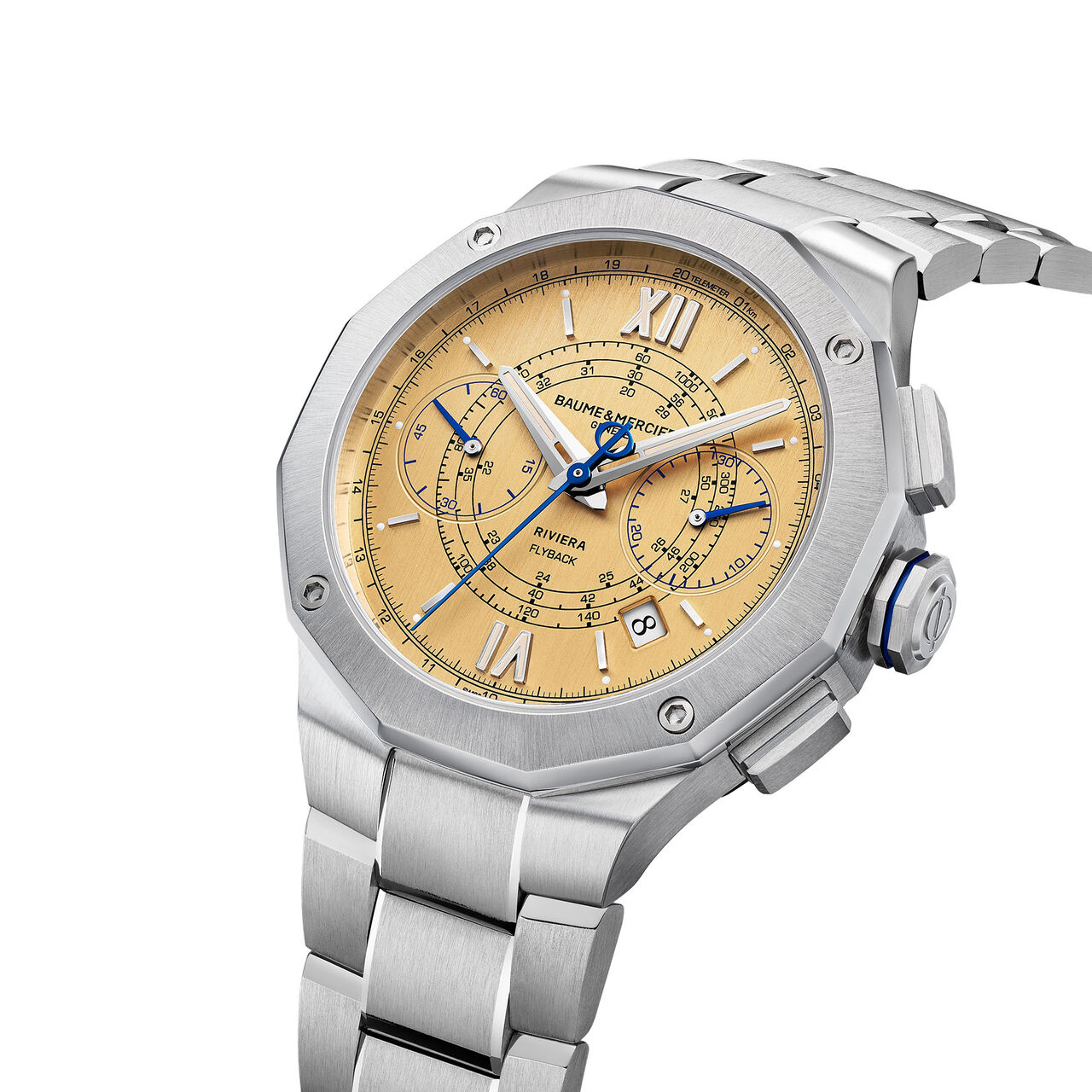 Men's Baume & Mercier Riviera Flyback Automatic Chronograph 41 mm Stainless Steel Watch, side view image number 2