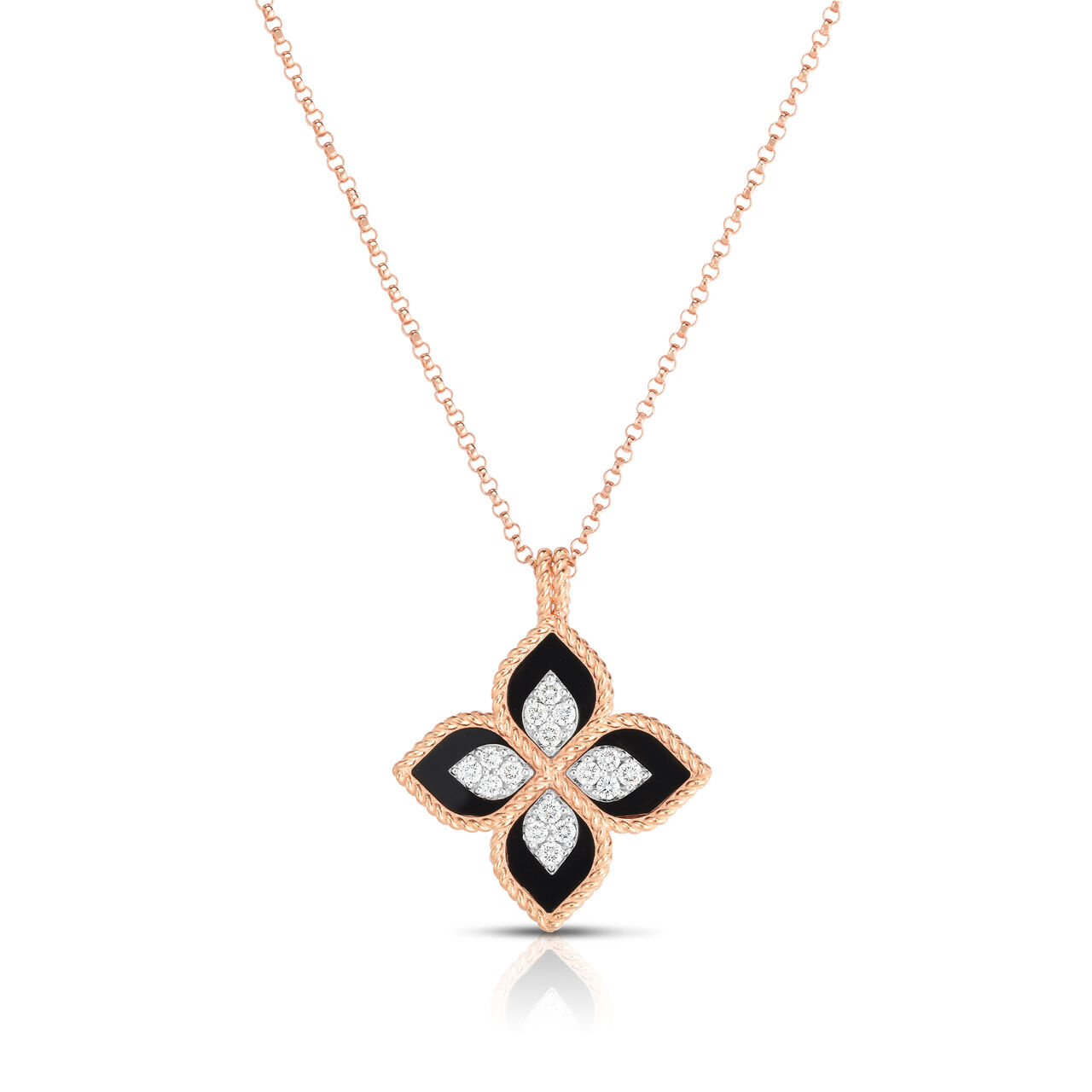 Venetian Princess Rose Gold Black Jade and Diamond Pendant Necklace image number 0