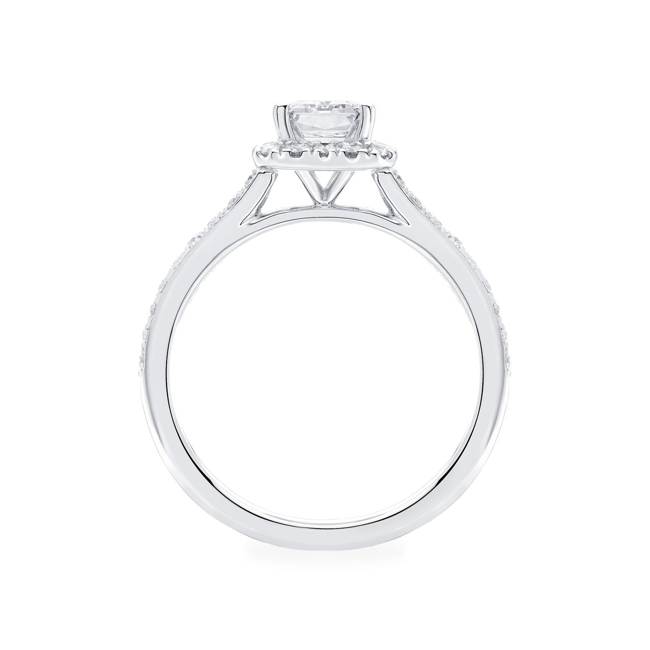 Birks Rosée du Matin Emerald Cut Diamond Engagement Ring with Halo and Pavé Band image number 2