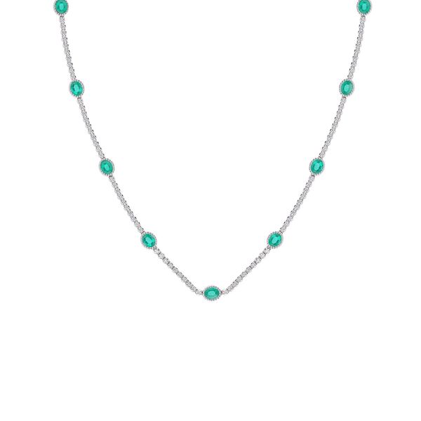 Emerald and Diamond Station Necklace