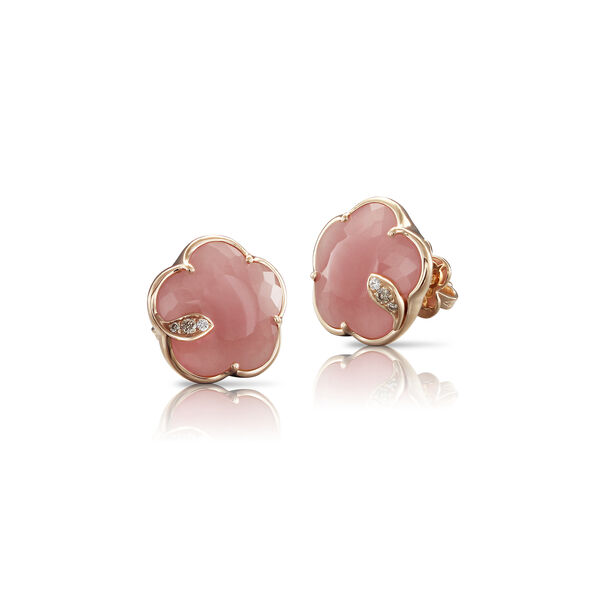 Petit Joli Rose Gold, Pink Chalcedony and Diamond Stud Earrings
