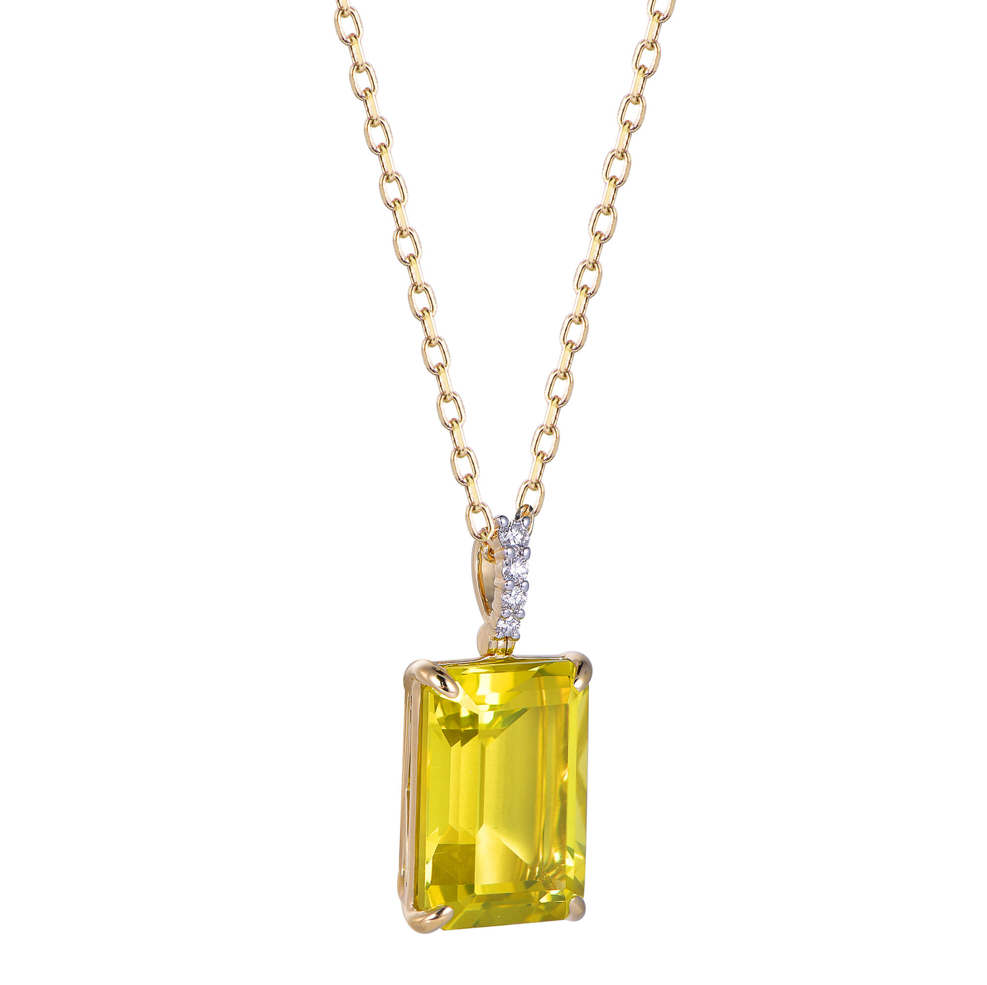 Lemon Quartz Pendant in Yellow Gold