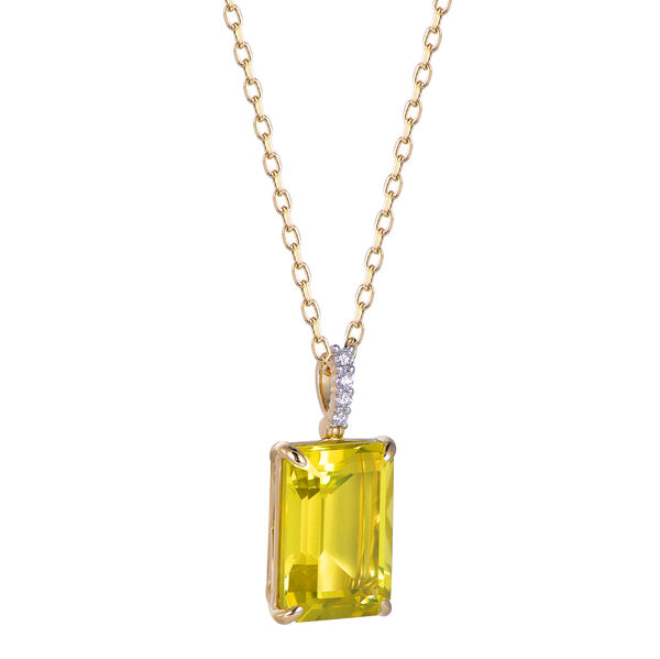 Pendentif Quartz Citron en Or Jaune