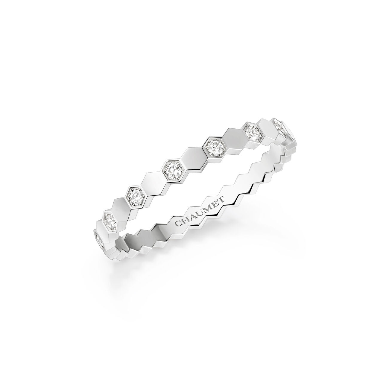 maison birks chaumet bee my love 2 5mm white gold diamond half pave ring 081890 image number 0