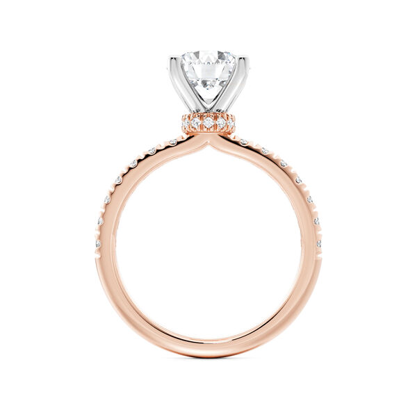 Bague de fian&ccedil;ailles en or rose &agrave; diamant solitaire rond avec halo cach&eacute;