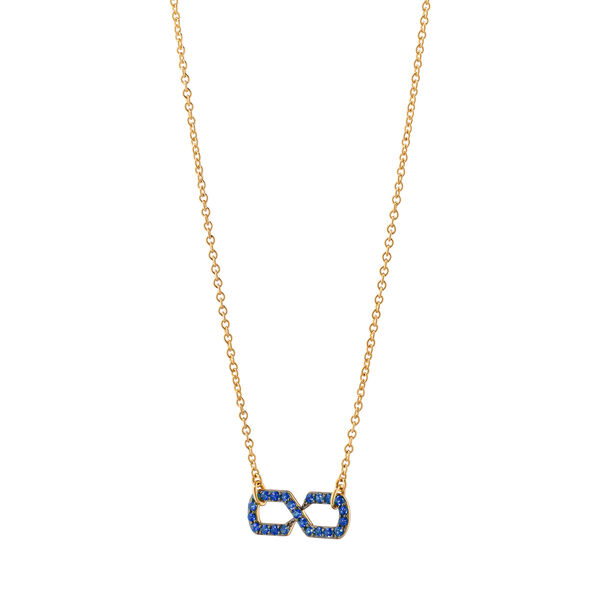 Infinite & Boundless Yellow Gold and Blue Sapphire Infinity Necklace