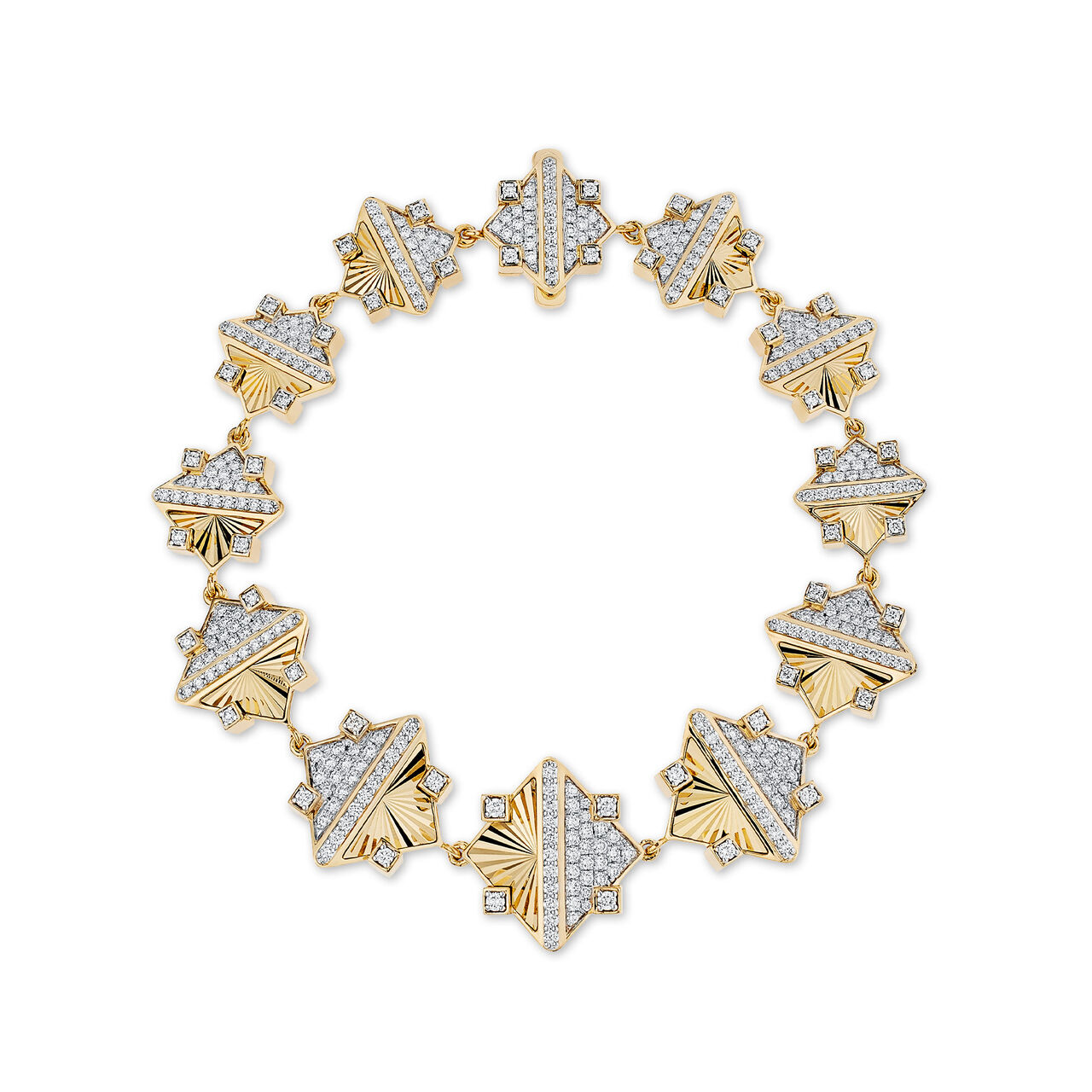 Birks Muse Exceptional Guilloché Yellow Gold and Diamond Bracelet image number 0