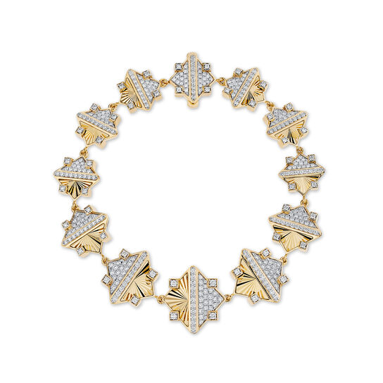 Birks Muse Exceptional Guilloché Yellow Gold and Diamond Bracelet image number 0