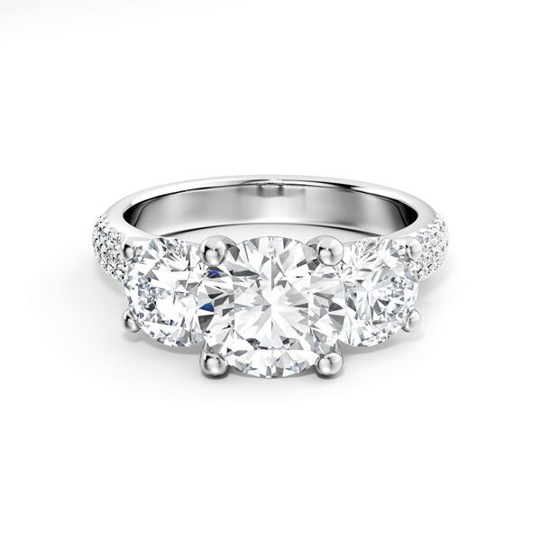 Three-Stone Pav&eacute; Diamond Engagement Ring