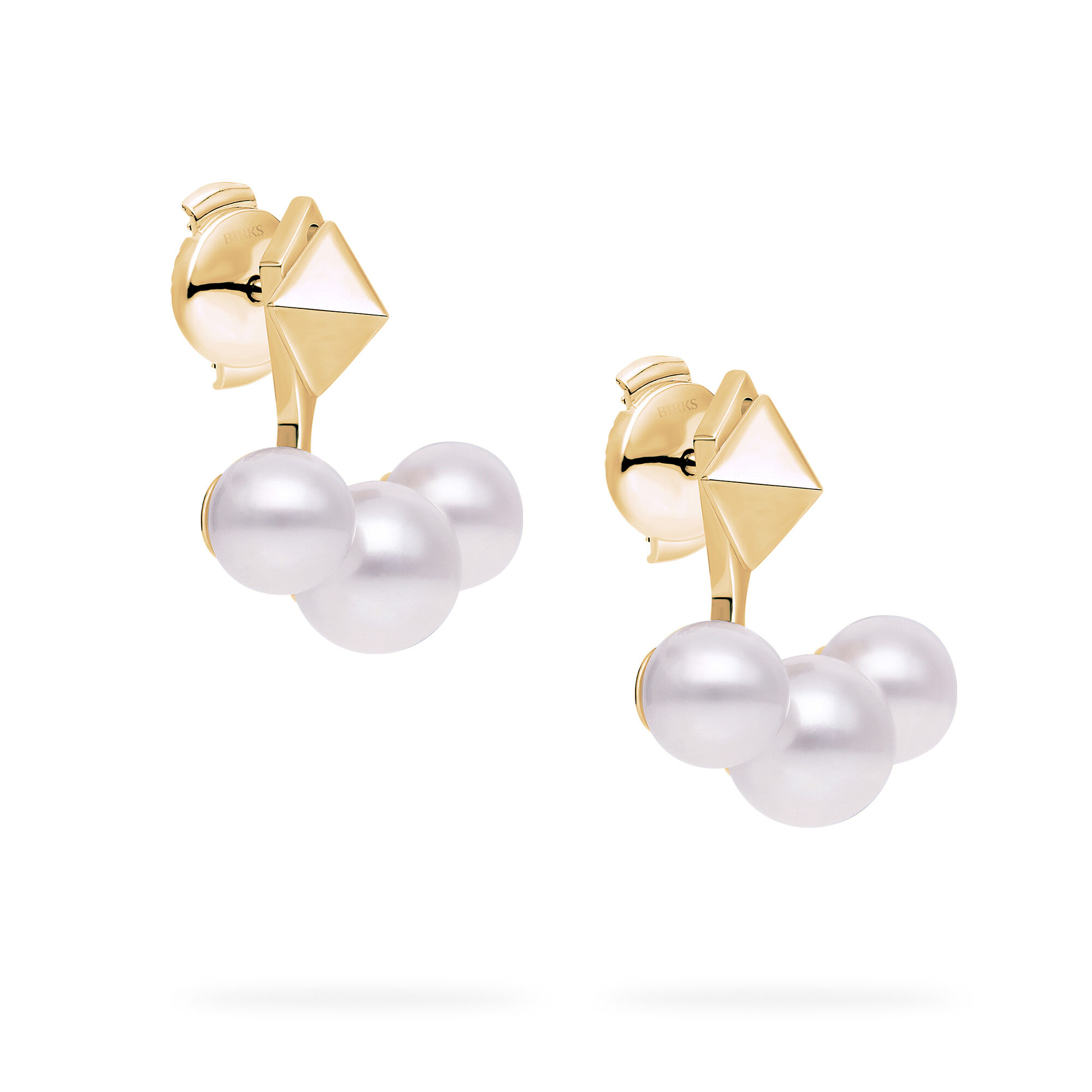 Stud and Pearl Yellow Gold Jacket Earrings