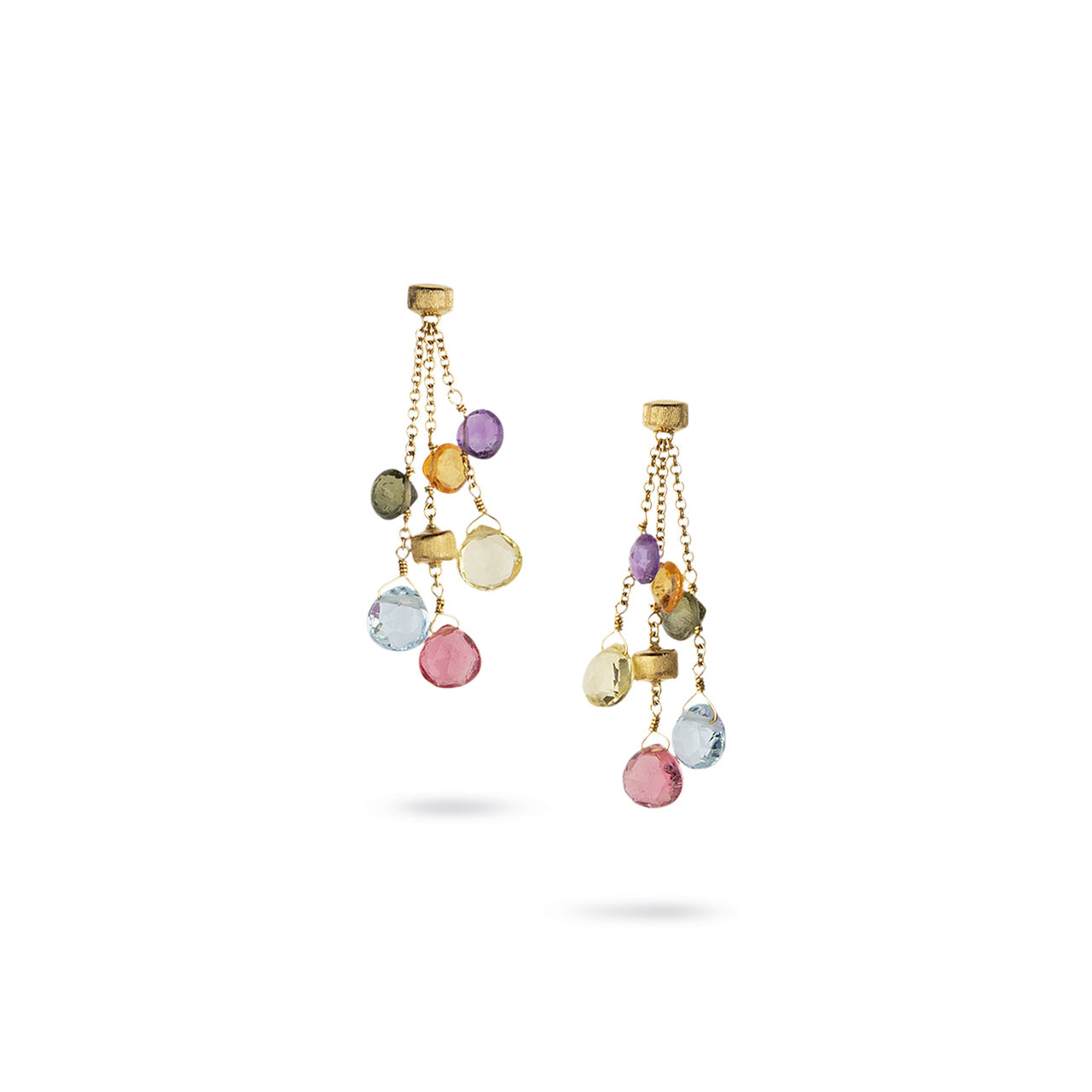 marco bicego paradise yellow gold mixed gemstone three strand drop earrings ob915mix01y02 image number 0