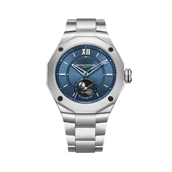 Riviera 43 mm phase de lune automatique en acier inoxydable