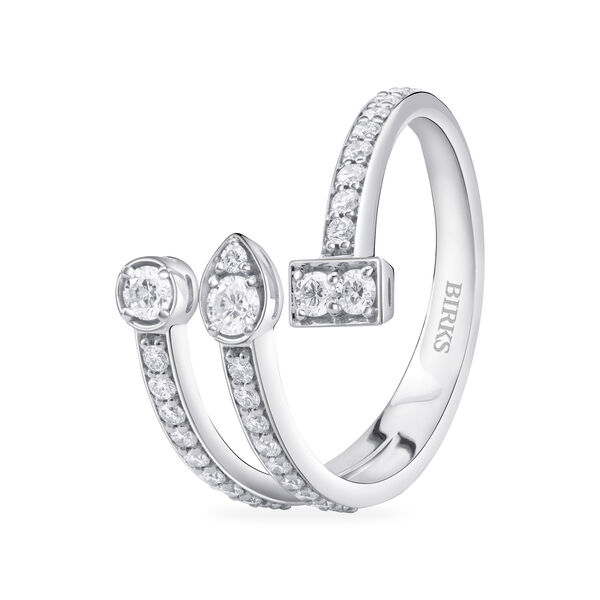 Bague à trois rangées en diamants