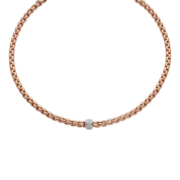 Collier Eka en or rose avec pavé de diamants, modèle moyen