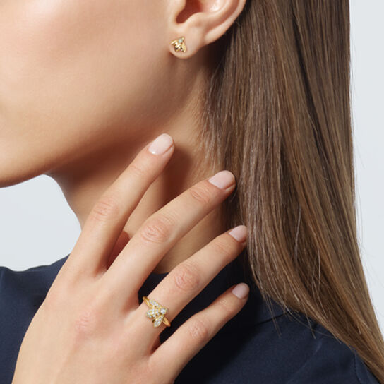Bee De Chaumet Yellow Gold and Diamond Pavé Ring image number 1
