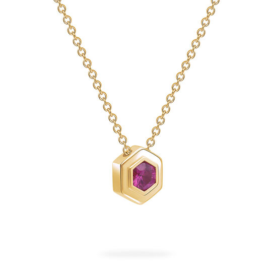 Birks Bee Chic Yellow Gold Birthstone Pendant, Pink Tourmaline image number 1