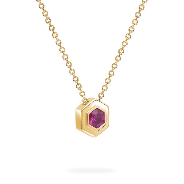 Yellow Gold Birthstone Pendant, Pink Tourmaline