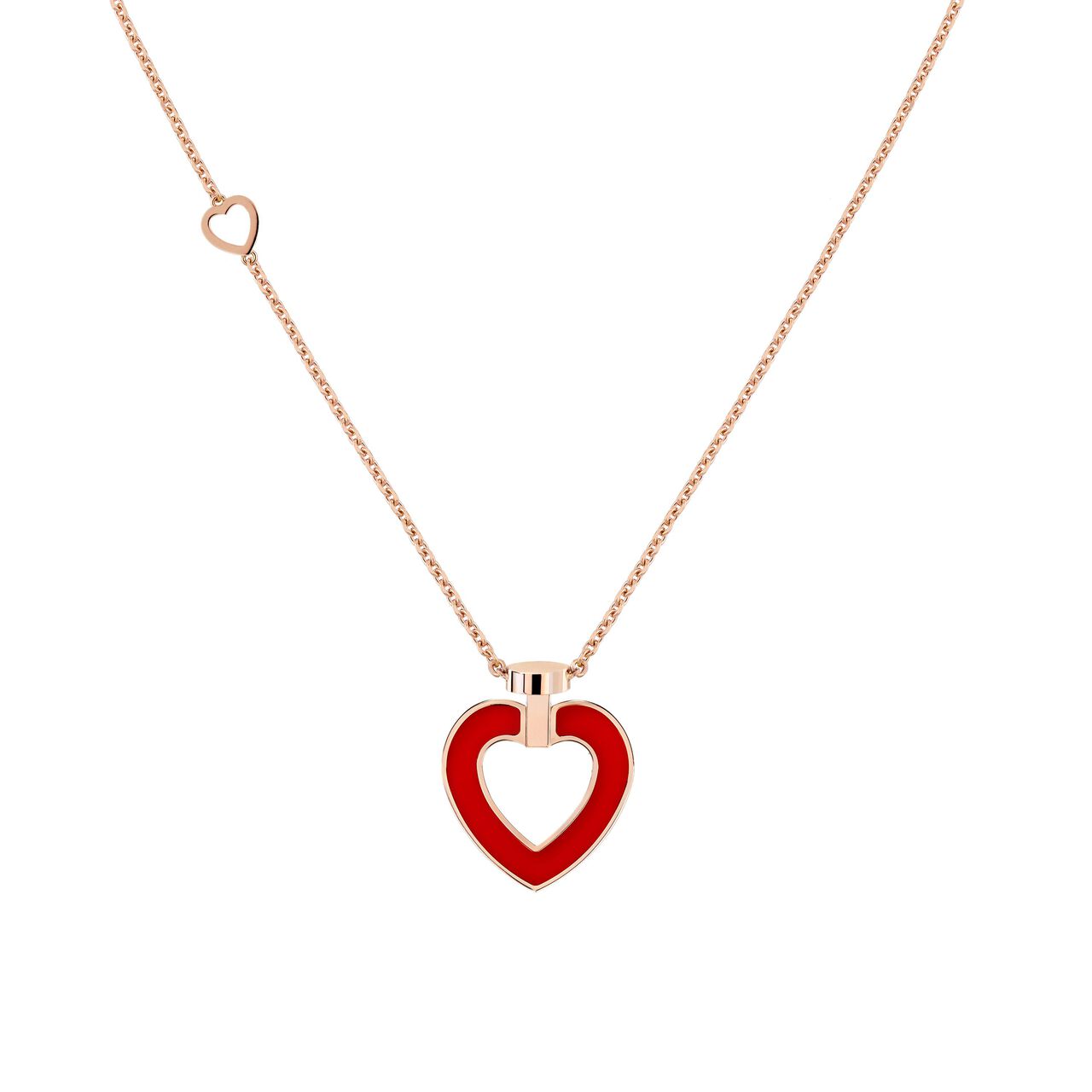 Pretty Woman Medium Rose Gold, Carnelian and and Diamond Heart Pendant image number 0