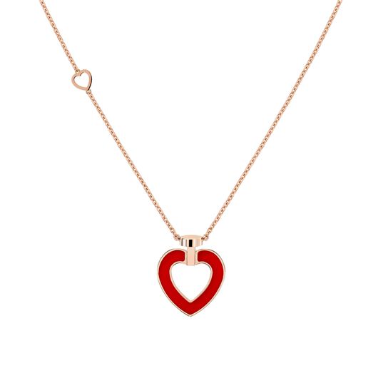 Pretty Woman Medium Rose Gold, Carnelian and and Diamond Heart Pendant image number 0