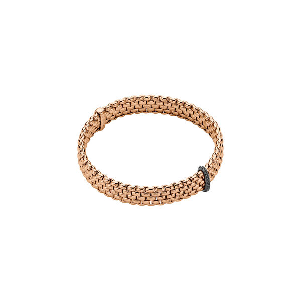 Bracelet Panorama Flex'it en or rose avec pavé de diamants noirs