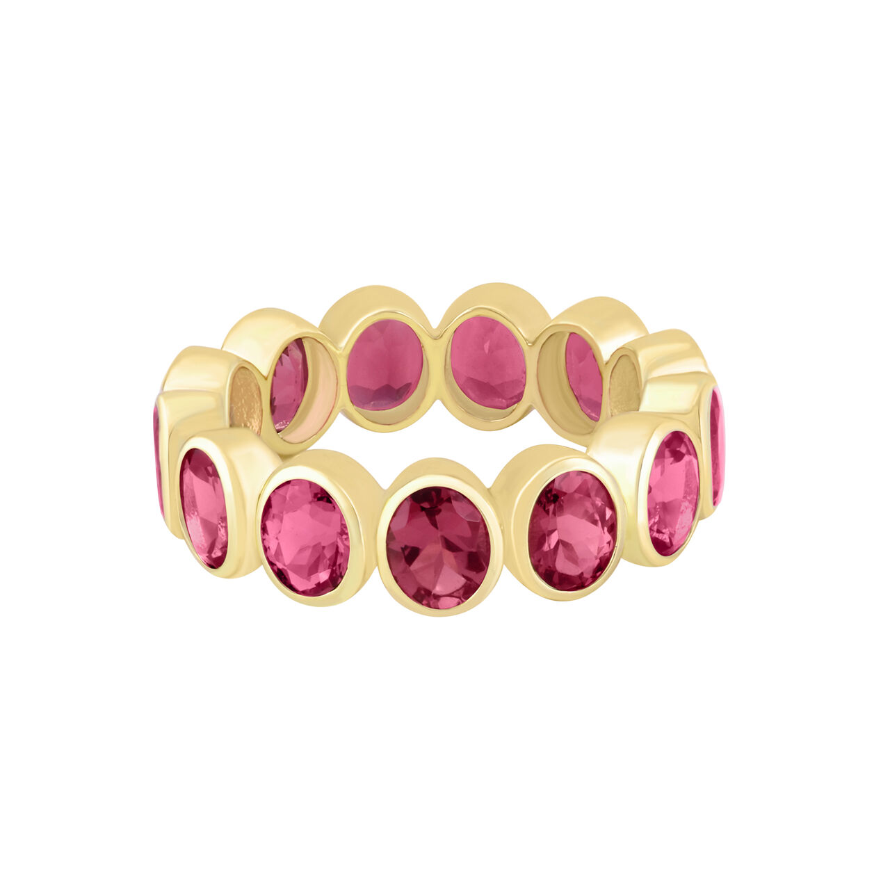 Oval Pink Tourmaline Bezel Eternity Ring image number 0