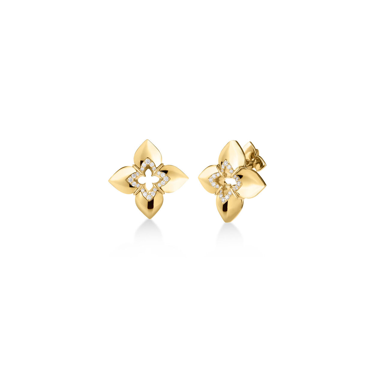 Roberto Coin Venetian Princess Yellow Gold and Diamond Stud Earrings image number 0
