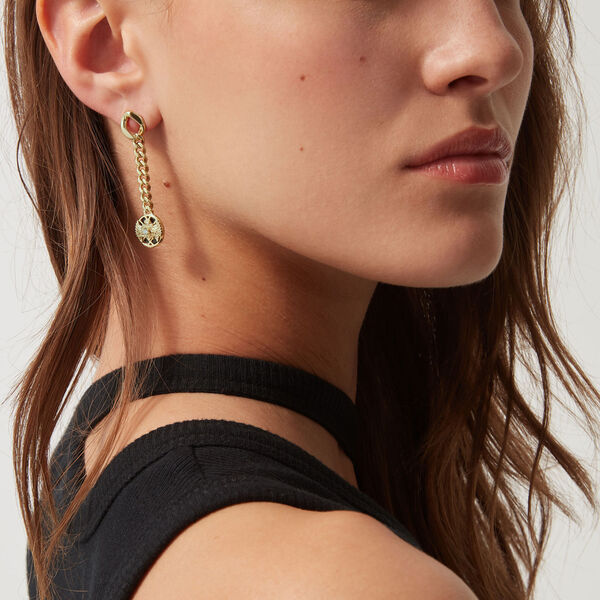 Boucle d'oreille Emblem en or jaune diamant et onyx