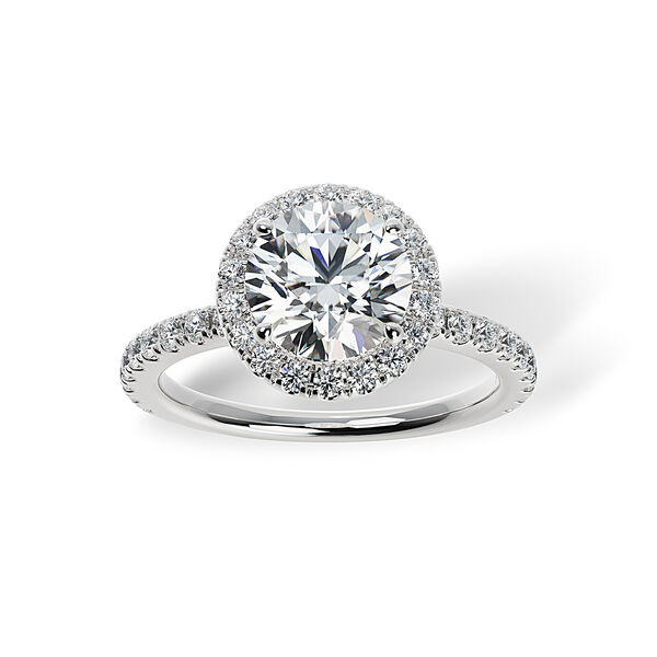 Round Solitaire Diamond Engagement Ring With Halo
