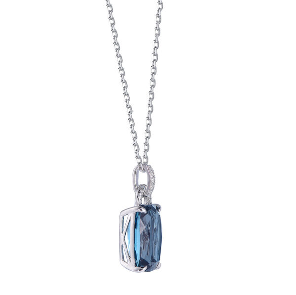 London Blue Topaz Pendant in White Gold