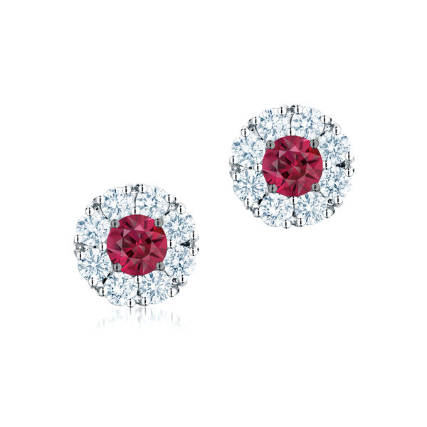 Cluster Diamond Earrings with Ruby