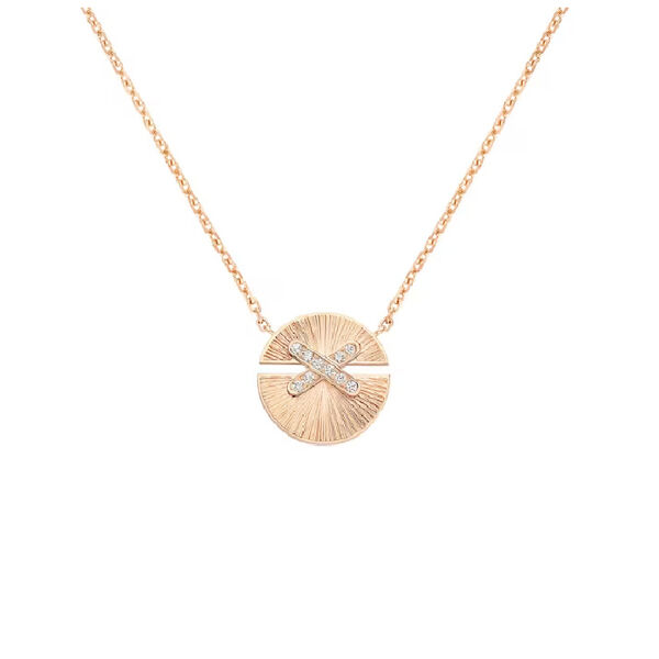 Pendentif Sunray Jeux De Liens Harmony en or rose avec diamants, petit modèle