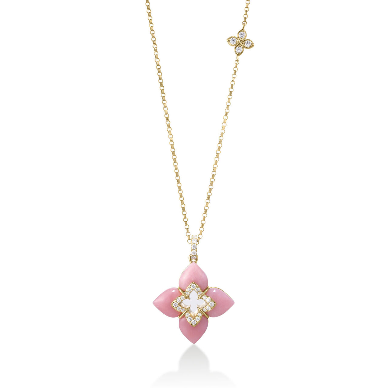 Roberto Coin Venetian Princess Yellow Gold, Pink Opal and Diamond Stud Pendant image number 0