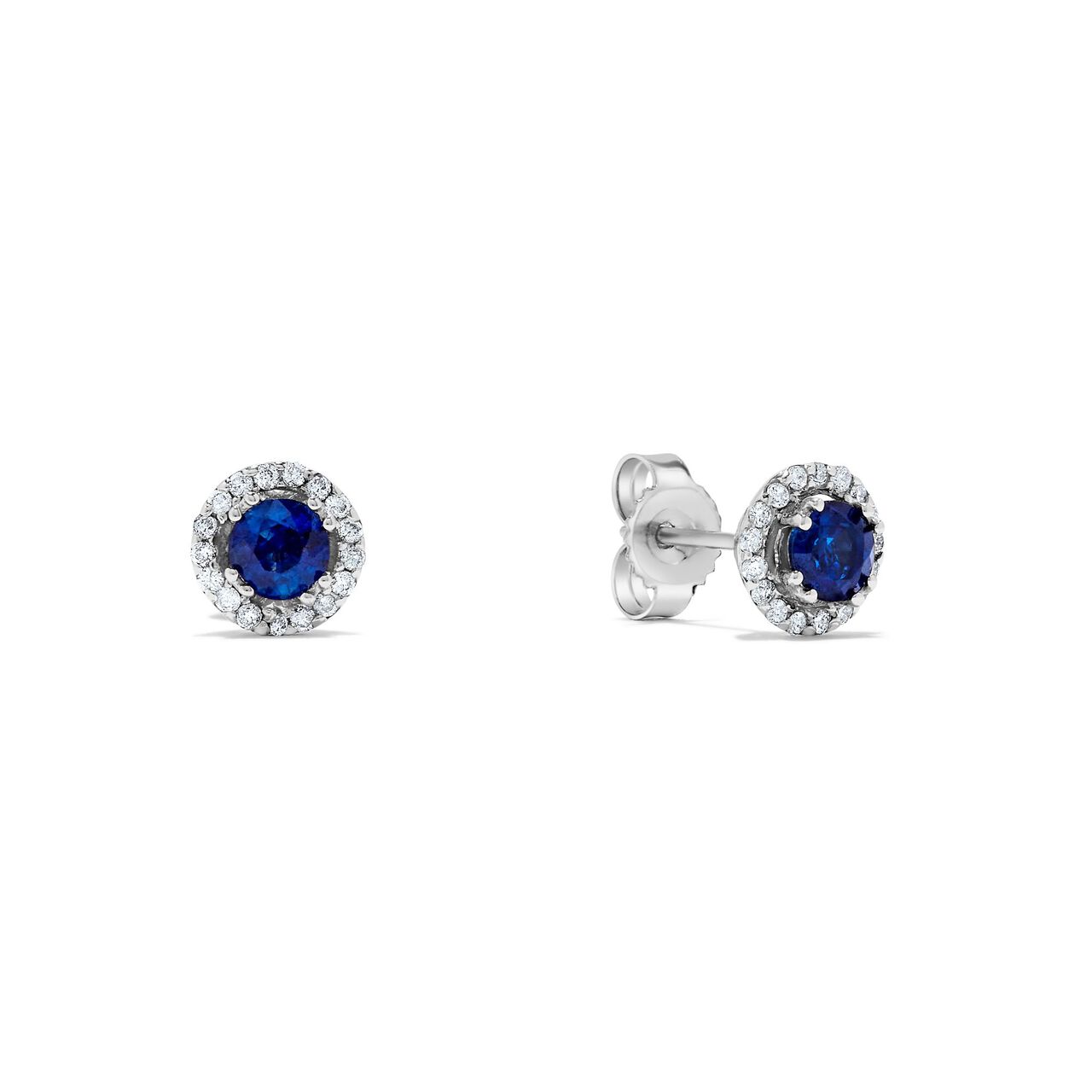 Maison Birks Salon White Gold Sapphire Stud Earrings with Diamond Pavé image number 0