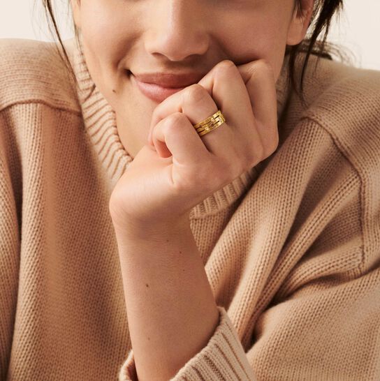Dinh Van Pulse Medium Yellow Gold and Diamond Ring 228211 image number 1