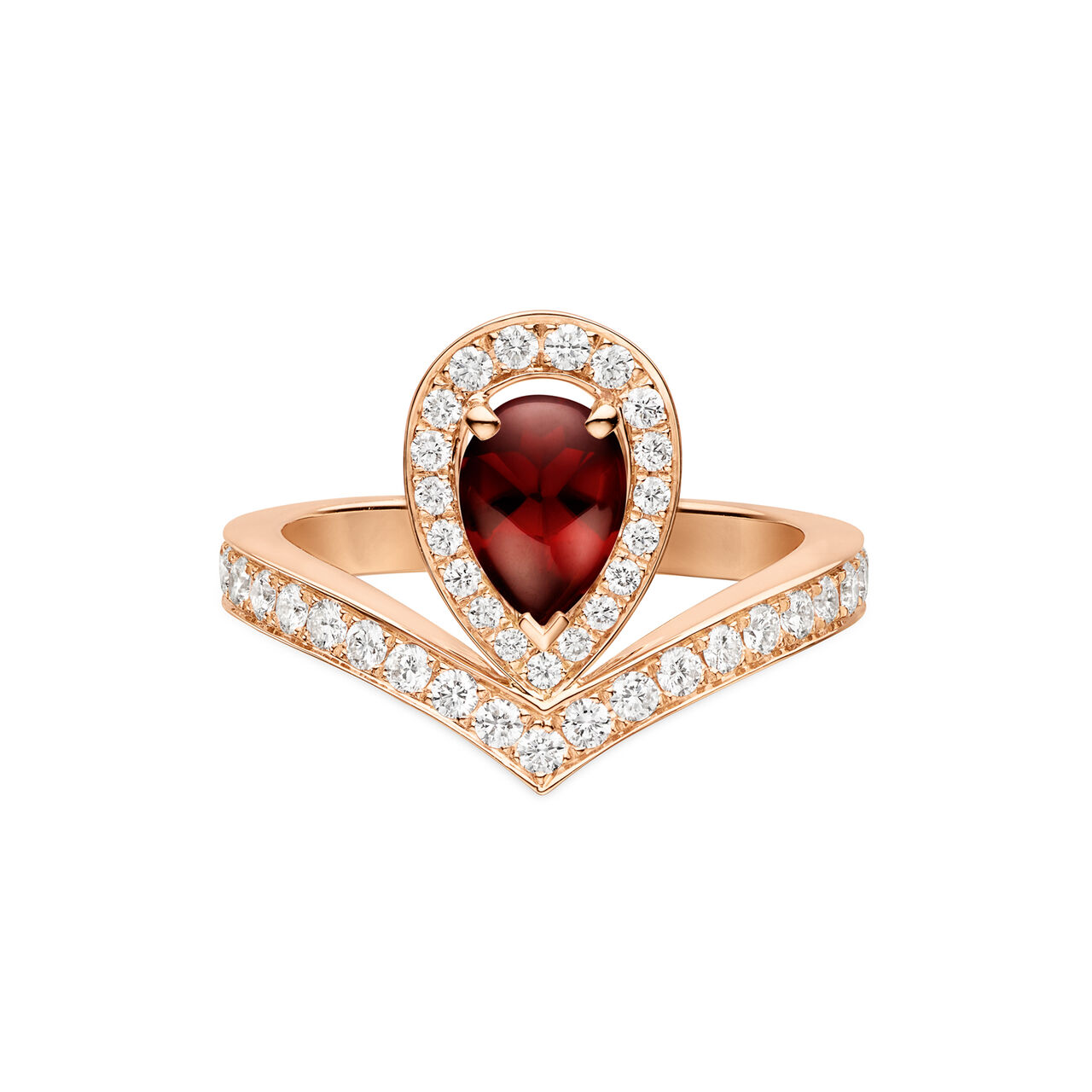 maison birks chaumet josephine aigrette rose gold pyrope garnet diamond pave ring 083676 image number 0