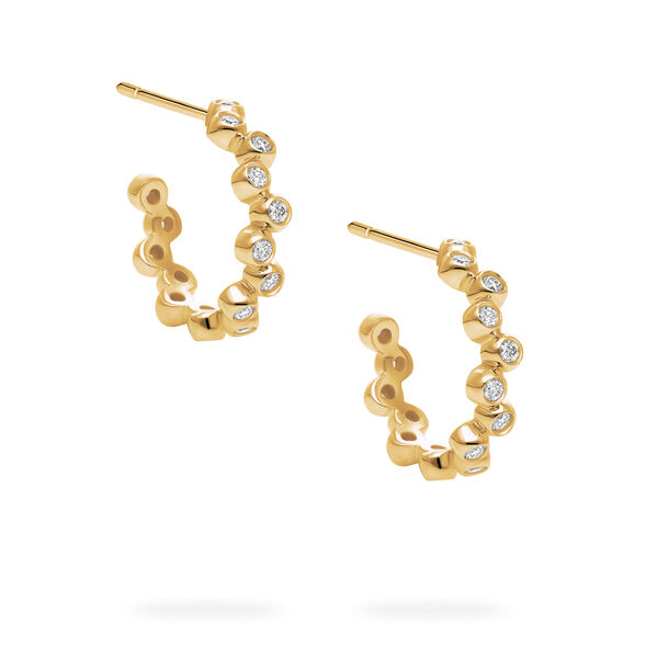 Yellow Gold and Diamond Splash 15 mm Hoop Earrings