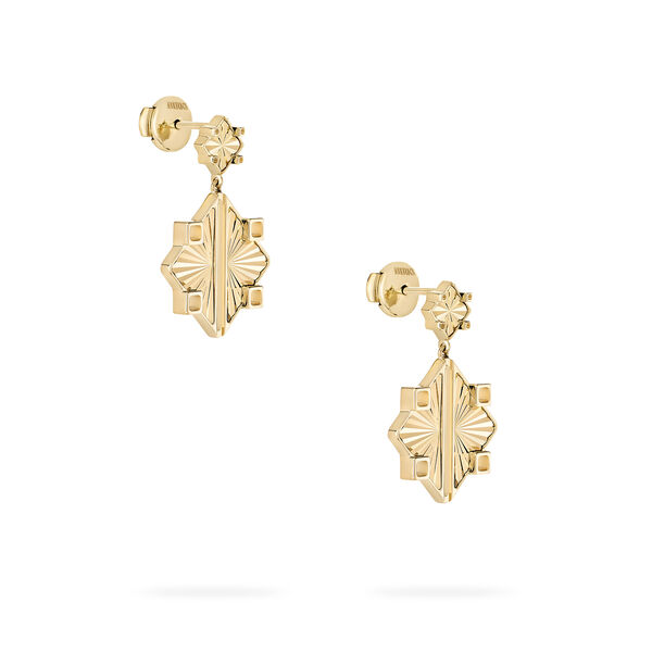 Guilloché Yellow Gold Drop Earrings, Large