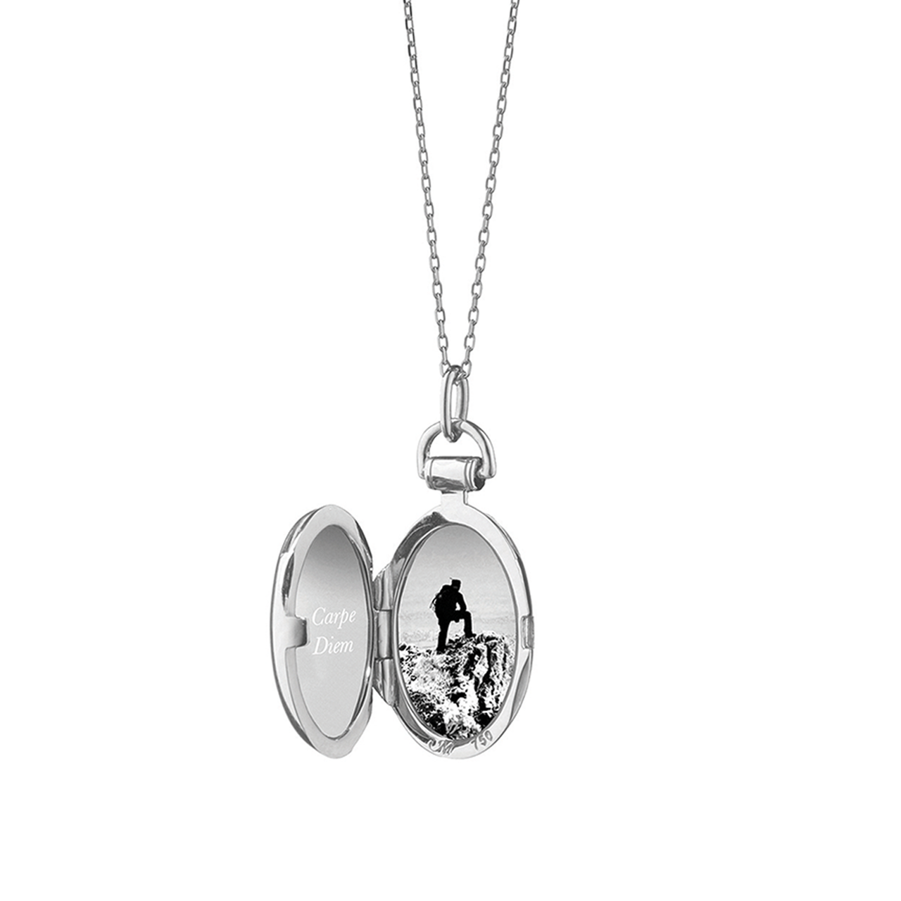 Silver Locket with White Sapphire image number 1