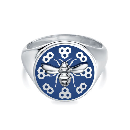 Bijoux Birks Bee Chic Navy Enamel And Sterling Silver Signet Ring image number 0