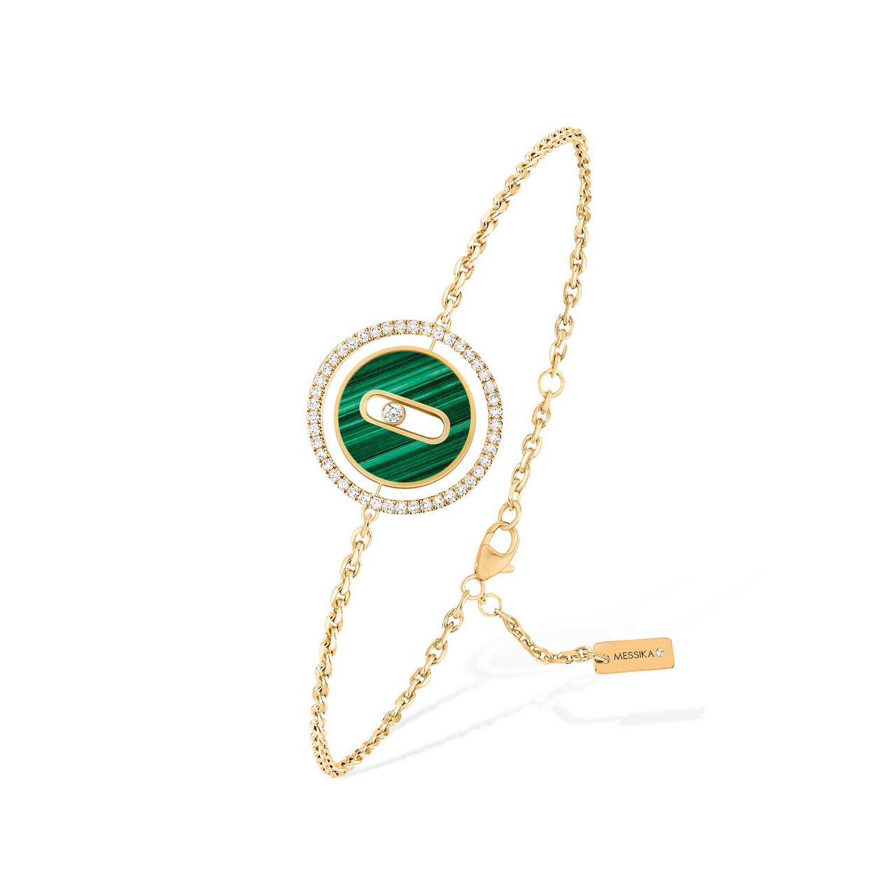 Messika Lucky Move Small Yellow Gold Malachite Diamond Pavé Bracelet 11651 YG image number 0