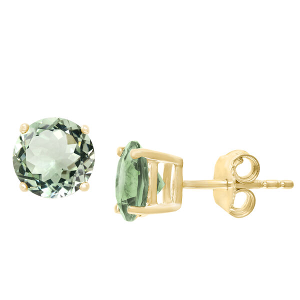 Boucles d’oreilles sur clou en or jaune et quartz vert
