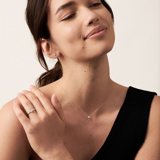Dinh Van Le Cube Diamant Medium White Gold and Diamond Necklace 608113 image number 1